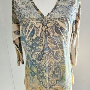 Vintage Suzie Printed Sequin Blouse